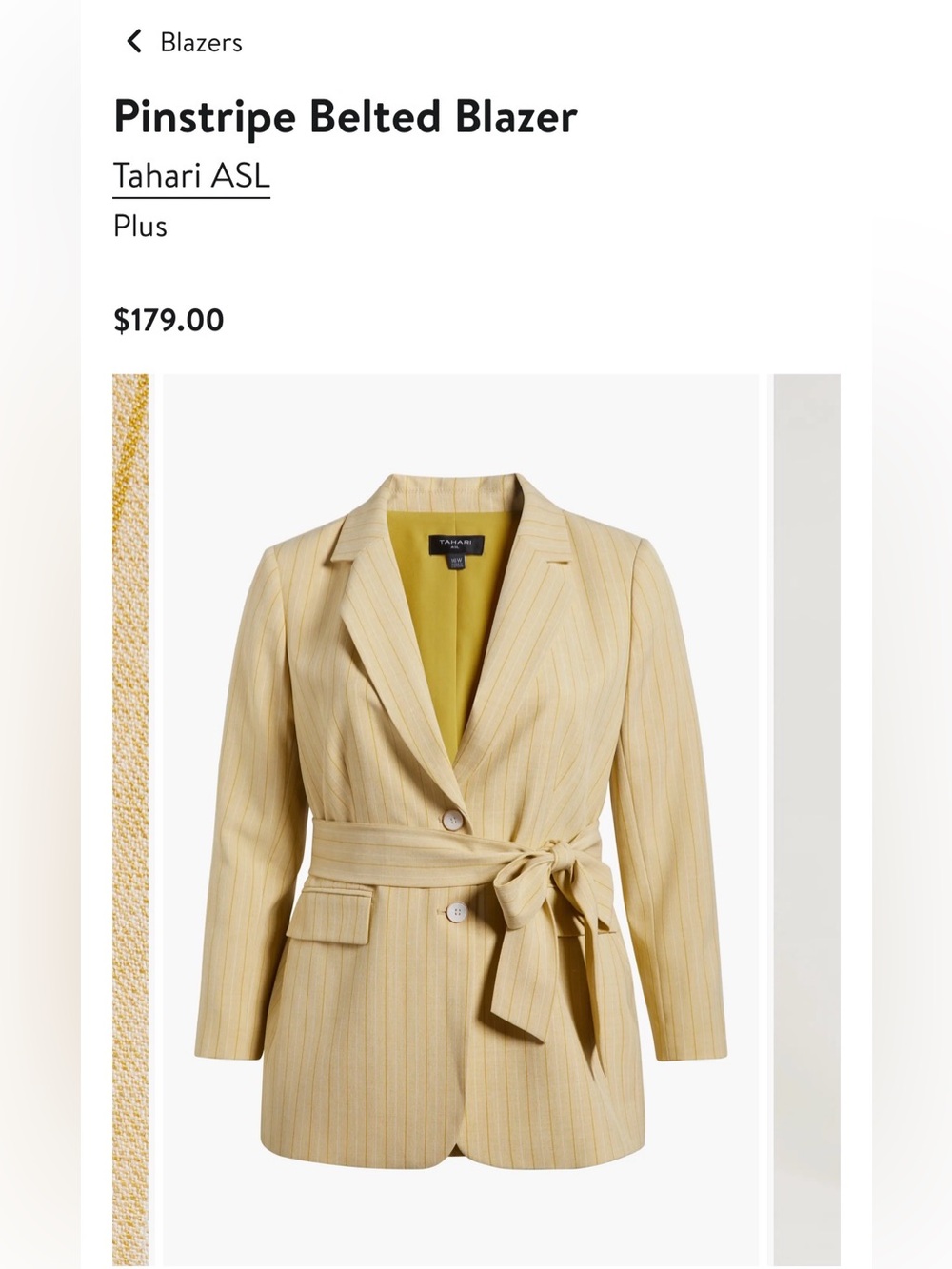 Tahari ASL Pinstripe Belted Blazer